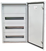 Jaotuskilp JXJ, 3x 12M, 63A 400VAC, 350x705x140mm, ülemised, alumised kaabli sisestusplaadid, tsingitud terasplekk, -5..40°C, 2x FL21, Jumax JXJ 36-12, IP44 IK10, MaxPro, kivihall