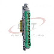 PE-Terminal Block, 1x 6..25mm² + 12x 1.5..16mm², 100A 400V, touch-proof, green
