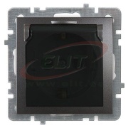 Socket Touran, mech.| 2P+E Schuko shuttered, cover, 16A 250VAC, flush mount, Nilson, anthracite