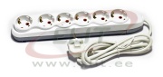 Multi-Outlet Extension Quattro, 6x 2P+E Schuko 3600W 16A 250VAC, 2m cable 3x 1.5mm², white