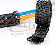 Braided Sleeving PG8, ø8..11mm, polyester PET HB, -50..150°C, HF, highly flexible, 100m/pck, black