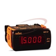 Digital Ammeter MA12, 4digits 7segment LED display, 1Ø-2wire, 0..5AAC (5..4000A), sv 240VAC ±20%, ■52x102/ □46x92mm, IP65, Selec