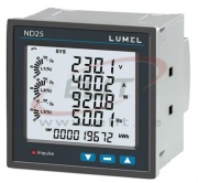 Power Network Meter ND25, 1/3ph| 2/3/4-wire, input 100-600VLL, CT-1/5A, LCD, %THD V/I up to 31th, output Ethernet, ModBus TCP/IP, data logging 8MB flash, sv 100..550VAC/DC, cl. 0.2s, op. temp -20 to +70°C, ■96x96mm/ □92x92mm