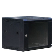 Wall Mount Rack 19in, 15U 600Wx770Hx500D, glass door, removable side panels, wall mount, flat-pack, black